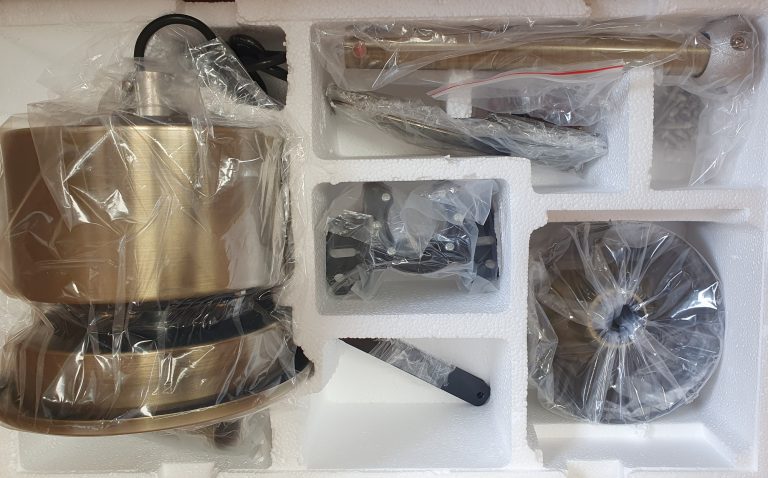 Bronze, 5-blade Solar Ceiling Fan 24v DC