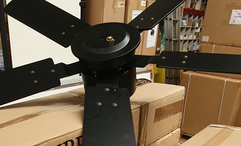 Close-up photo of the Black Solar-powered Ceiling Fan