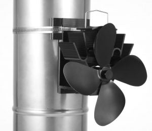 Flue-mounted wood stove fan