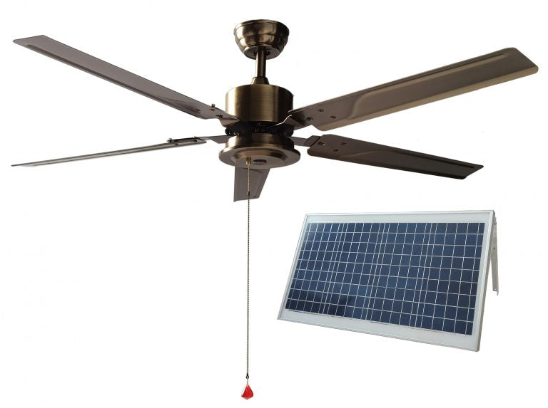 Solar Ceiling Fan - Bronze, 5-blade